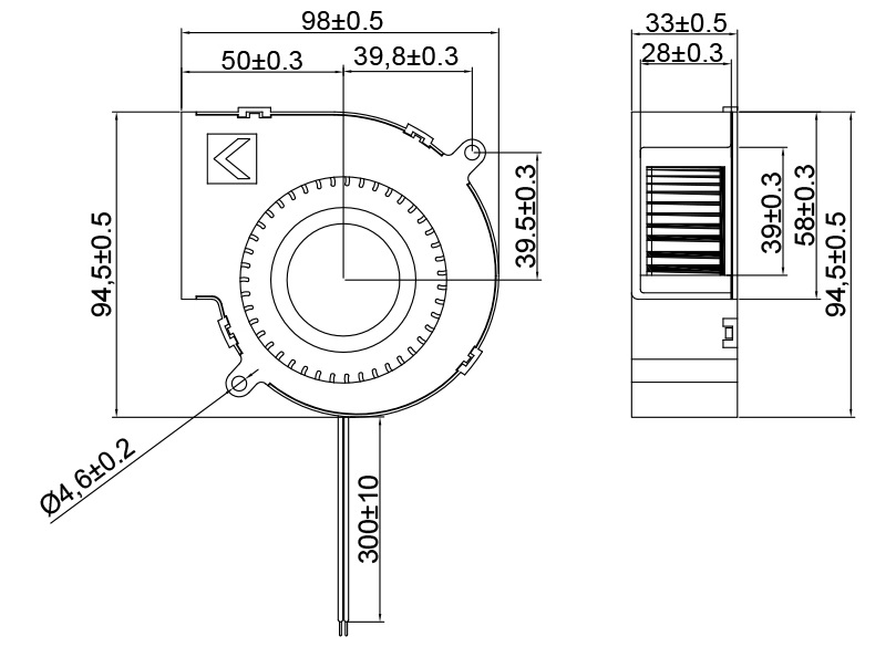 MFB9733D Dimensions